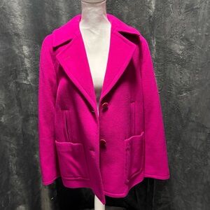 GUC Classic Talbots Chic Wool Blend Winter Pea Coat in Bright Pink Size 12